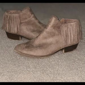 Taupe Fringe Booties
